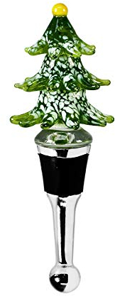 EDZARD bouchon de bouteille sapin de Noël pour champagne, vin et vin mousseux, technique du verre de Murano, hauteur 13 cm, fait main