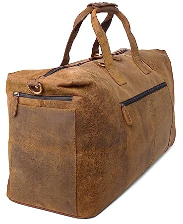LEABAGS Leder Weekender Damen & Herren I Echtleder Premium Reisetasche I 55 l Sporttasche I Duffle Travel Gym Bag I Sporttasche I Trainingstasche I Tasche Flugzeug I groß