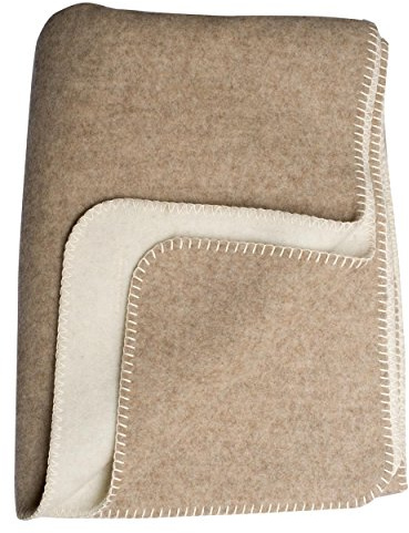 Steinbeck Doubleface-Decke Ökolana aus 100 % naturbelassener Schurwolle, in 4 Größen und 3 Farben, Beige/Weiß Größe 150x200 cm