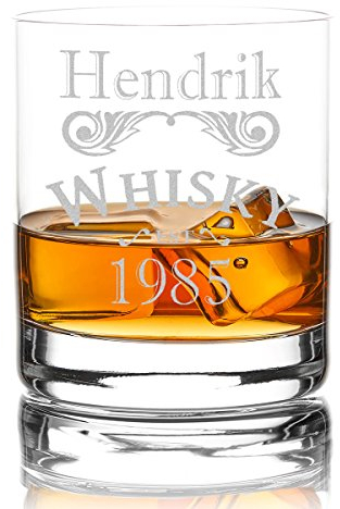polar-effekt Whiskyglas Personalisiert 320 ml Trink-Glas für Whiskey, Rum und Scotch - Geschenk-Idee für Männer - Motiv-Gravur Emblem