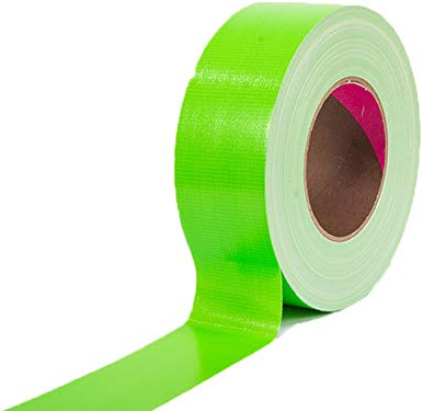 Primaflor - Ideen in Textil Profi Tape Gewebeklebeband Klebeband für Bühnenbau Gewebeband Verlegerklebeband - Neon Grün, 5cm x 50m, Matt, Wasserfest, Beschriftbar, Rückstandsfrei Abziehbar