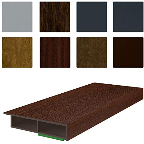 NOBILY Fenster/PVC Deckleiste, 40mm Breite x 7mm Höhe, selbstklebend, Hohlkammerleiste mit Überstand für Wandabschluss inkl. Schaumklebeband, jede Leiste 1950mm, Flachleiste, Farbe Nussbaum
