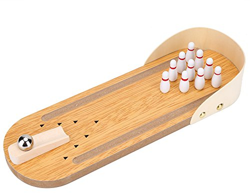 Vbestlife Bowling Toy Set, Mini-Schiffstisch, Spielset, Dekoration für Schreibtisch, Holz, Spielzeug für Kinder