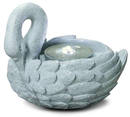 GEEZY Garden Water Feature – Swan Fountain with LED Lights – Mains Powered, Self-Contained, Indoor & Outdoor – Easy Setup, Cascading & Tranquil – Great for Garden, Home, Patio & Balcony Decor