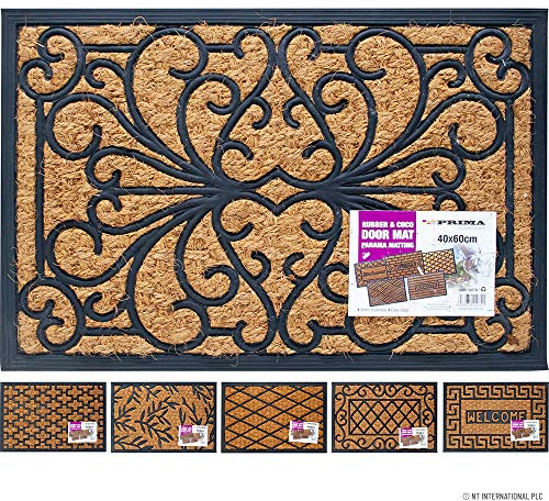 BARGAINS-GALORE Home Entryway Heavy Duty Non Slip Door Mat Panama Home Welcome Rubber Natural Coir 40 X 60cm | Home Entrance Mat | Welcome Mat For Outside Porch Entrance