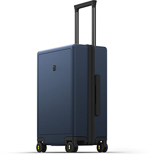 LEVEL8 Rollenkoffer, leicht, aus 100% Polycarbonat Handgepäck, mit hartem Gehäuse, Eleganz Micro Diamond Textured Design 8 Spinner, dunkelblau, S (54x23.5x37CM,40L)
