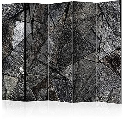 murando - Paravent Raumteiler Betonoptik, 225x172 cm, 5-teilig, Wohnzimmer | Mobiler Sichtschutz, sofort einsatzbereit, Holzrahmen, ideal fürs Wohnzimmer oder Büro, geruchsneutral, lichtbeständig
