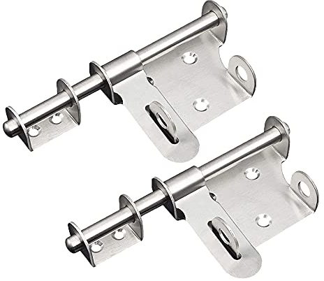 2 Stücke Edelstahl Slide Bolt Verriegelung, Torriegel Schieberiegel Schloss, Abschließbare Riegel, Bolzenriegel mit Vorhängeschloss Loch Geeignet Zum Verriegeln Von Türen Und Fenstern