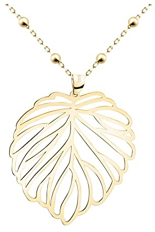 SOFIA MILANI - Damen Halskette 925 Silber - vergoldet/golden - Blatt Anhänger - N0396