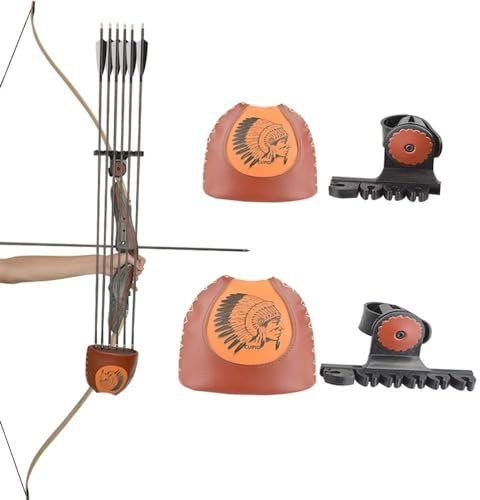 SHARROW 4/6 Rohre Recurve Bogen Pfeilköcher Pfeilhalter für Jagdpfeile Leder Bogenköcher Detachable Langbogenpfeilhalter Traditioneller Quiver Schnellverschluss Halterung für Bogensport Zubehör (L)