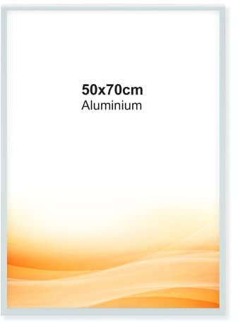 RAWWEST.BIS Alu Bilderrahmen 50x70cm Plakatrahmen Alurahmen mit Plexi Rahmen aus Aluminium für Bilder Poster Fotos und für Puzzle, Posterrahmen Fotorahmen, Silber