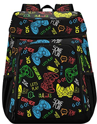 Videospiel-Kühlrucksack für Damen und Herren, Picknick, isolierte Kühltaschen, große Kapazität, Lunch-Rucksack für Arbeit, Schule, Angeln, Wandern, Camping, Park, Strand