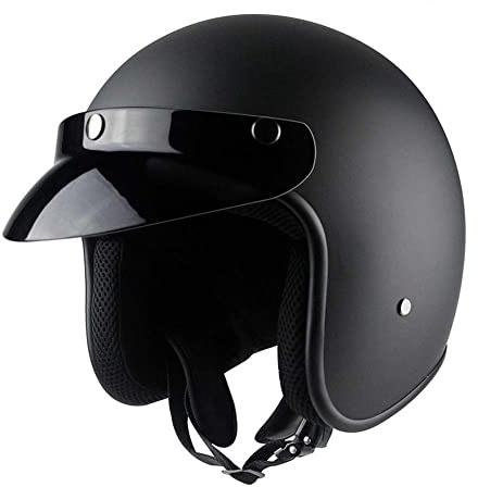 Ruiqieor Halbhelme Jethelme Halbschalen-Helm Vintage Motorrad Neutraler 3/4 Cruiser Chopper Jet Helm Motorrad-Helm Biker Jethelm (Matte Black,M)