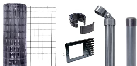 Alberts 669089 Fix-Clip Pro als Zaun-Komplettset, zum Einbetonieren | verschiedene Längen und Höhen - wahlweise in verschiedenen Farben | anthrazit | Höhe 122 cm | Länge 50 m