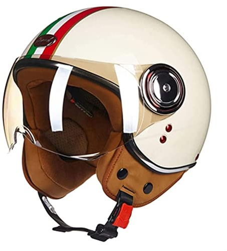 Jethelm Vintage Motorradhelm Roller-Helm Scooter-Helm Moped Mofa-Helm Chopper Retro Vintage Pilot Biker Helmet · ECEDOT Zulassung mit Visier Motorradhelm ( Color : 5 , Size : 59cm-60cm )