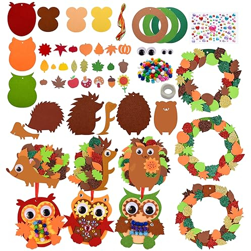 FORMIZON FilzBastelset für Deko, 9 Stück Owl, Herbst Basteln für Kinder, Kreativsets und Bastelbedarf