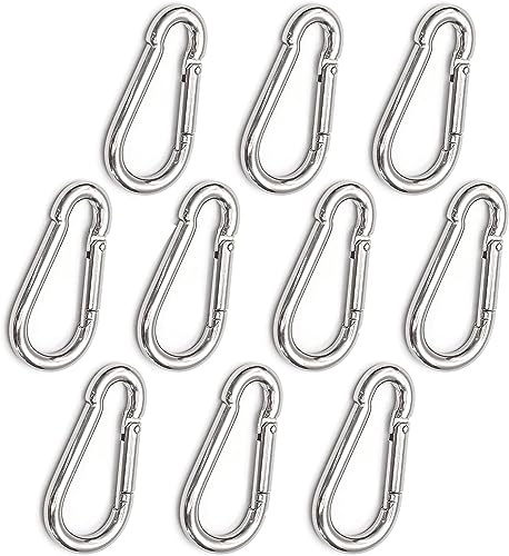 Estika Karabinerhaken - 10 Stück - Größe: 4x40, 5x50, 6x60, 8x80mm - Karabiner verzinkter Stahl bis 120 kg für Schlüssel, Hängematten, Dekoration