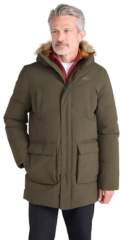 Mountain Warehouse Fern Mens Water Resistant Padded Parka - Thermal Tested -50 ° Puffer Coat with Elastic Cuff & Hood - Spring Summer Camping & Outdoors Khaki L