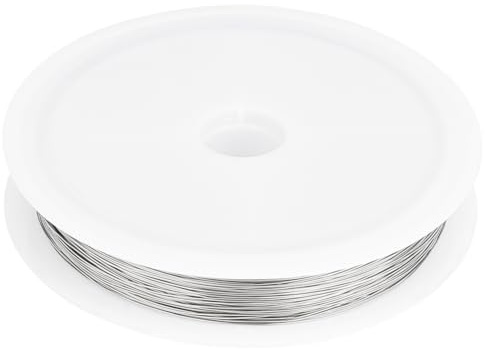 Beebeecraft 0,2 mm 32 gauge rostfri ståltråd 304 rostfritt stål 50 m rund pysseltråd med 1 spole för tillverkning av trådlindning gör-det-själv smycken armband örhängen