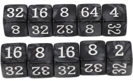 Dadi Didattici, Dadi Numerici Leggeri a Sei Facce, 30 Pezzi per Giochi da Tavolo (BLACK)