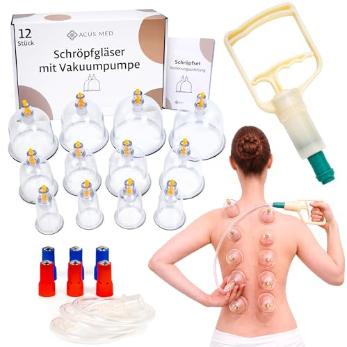 Schröpfgläser mit Vakuumpumpe 12 Stück - Schröpfen Set mit 6 Magnetspitzen