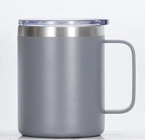 Oneklik Thermobecher mit Henkel, Kaffeebecher mit Deckel, Kaffee thermobecher auslaufsicher, Reisebecher 12 Unzen Grau