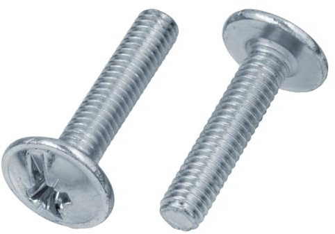 50 tornillos de cabeza alomada M4 x 20 con ranura en cruz, tornillos alomados, galvanizados, DIN 967 ISO 7380, pomo para muebles, M4 x 20