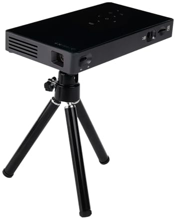 Tela Proyector Mini proyector portátil con batería Proyector Android DLP Proyector Navidad Interior (Black, One Size)