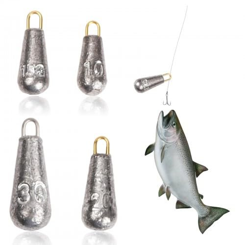 Plomos De Pesca 20 Piezas - 4 Pesos Diferentes (10g/15g/20g/30g) en Forma Gota