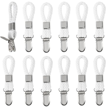 12 Stück Handtuch Aufhänger Weiß, Handtuchaufhänger Clip, Handtuchclips Aufhänger für Handtücher, Handtuchklammer, Geschirrtuchhalter, Handtuchklammern zum Aufhängen, Handtuch Clips zum Aufhängen