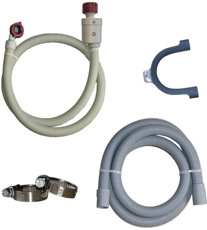 Anschluss-Set Zulaufschlauch Aquastop und Ablaufschlauch Längen 1,5m - 5,0m für Waschmaschine und Geschirrspüler 2m