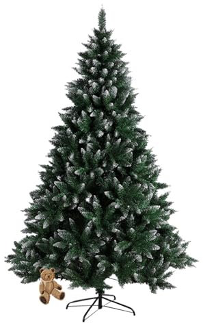 Sapin de Noël Artificiel Premium 180 cm Pin Diamant avec Neige Artificielle Arbre de Noël Artificiel Aiguille de pin épaisse, Effet réaliste, Montage Facile, PVC, Base métallique, Ignifuge