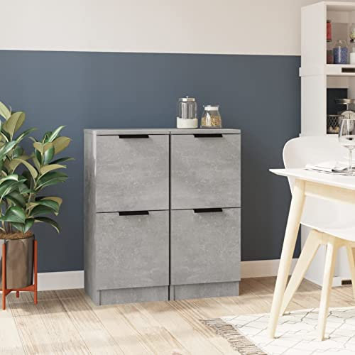 Xichuzi Sideboards 2 STK. Betongrau 30x30x70 cm Holzwerkstoff, Kommode Schlafzimmer, Kommoden & Sideboards, Wohnzimmerschrank, Flur Kommode, Zimmer Möbel - 811178