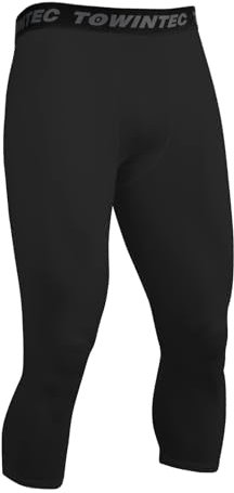 Towintec 3/4 Collant Compression Homme Legging Basketball Pantalon de Compression Séchage Rapide Baselayer Long Tight léger Respirant Pantalon Course Athlétiques Hiver Caleçons Fitness Gym Running