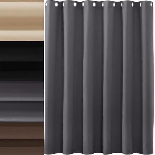 AMZYU Verdunklungsvorhänge Gardinen mit Ösen, 70 x 200 cm Schöner Weicher, Kälteschutz Warm Vorhang Blickdicht mit Ösen, Raumteiler Waschbar Größe Und Farbe Wählbar, Dunkelgrau