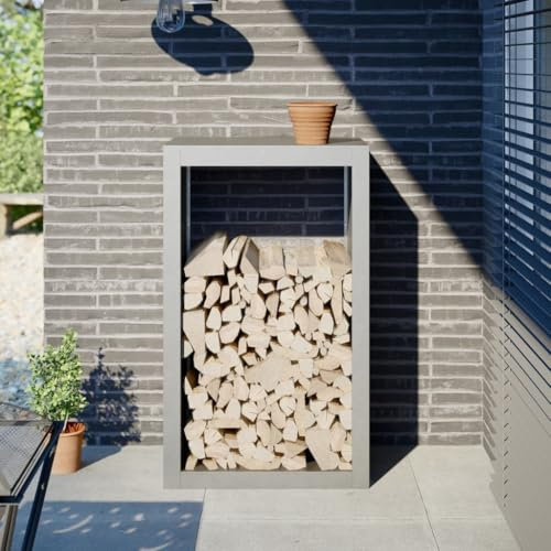 LAPOOH Brennholzregal 60x40x100 cm Edelstahl, Kaminholzregal Aussen, Holzstapelhilfe, Carport, Sichtschutz Garten, Kaminholzregale - 850993