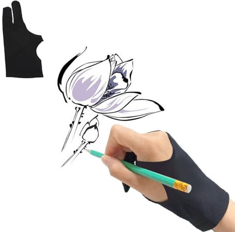 Artist Drawing Glove, 2 Finger Artist Glove for Drawing Tablets Digital Drawing Glove for Stylus Pen Pencil Sketching Painting (XS)