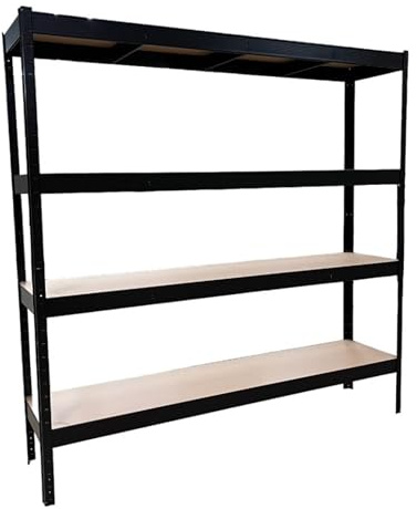 SCHULTE Regalwelt Schwerlastregal mit 4 MDF-Böden, 180x150x50 cm (HxBxT), 150 Kg Traglast pro Boden, schwarz