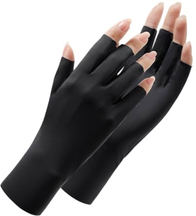 LOZTBUE 1 Paar fingerlose Handschuhe, Sonnenschutzhandschuhe für Damen, UV-Schutz, kühle Seide, Handschuhe, Sonnenschutz, Fahrhandschuhe, unisex für Outdoor-Aktivitäten (Schwarz, Einheitsgröße)