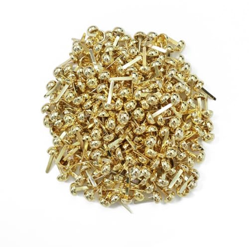 Leucasa 250 Piezas Encuadernadores 8X17mm Mini Brads para Scrapbooking para Manualidades con Papel, Artesanía, Materiales Artísticos y Materiales para Manualidades Escolares (Oro)