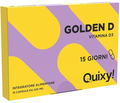 Quixy Golden D – Integratore Ossa e Muscoli con Vitamina D3, K2, Calcio e Vitamina E – Supporto Benessere Osseo, Forza e Stabilità – 15 Capsule Made in Italy