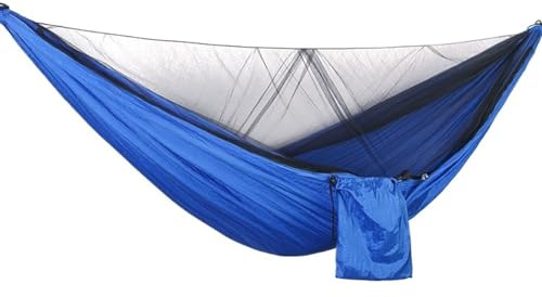 MRVAKDYDI Hamaca de Camping, Hamaca de Camping 2 en 1 for 2 Personas con mosquitera y Correas for árboles, Azul, 300 x 200 cm