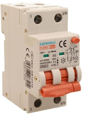 Interruttore Differenziale Magnetotermico Tipo A 16A B16, RCBO Bipolare 2P Vero (NO 1P+N), Curva B 6kA 30mA, Doppio Leva con Diagnostica Visiva, 2 Moduli DIN, Serie PL8M2