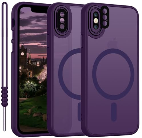YUANDMI für iPhone X/XS Hülle kompatibel mit MagSafe, Handyhülle für iPhone XS Magnetisch Matte Touch, rutschfest Kratzfest Schutz Stoßfest Hülle Dunkel Violett