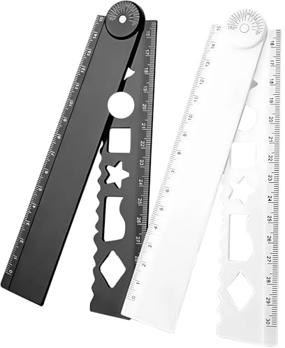 2 reglas plegables con plantillas geométricas, longitud de 0 a 30 cm, dibujo geométrico para ingeniería y dibujo plegable