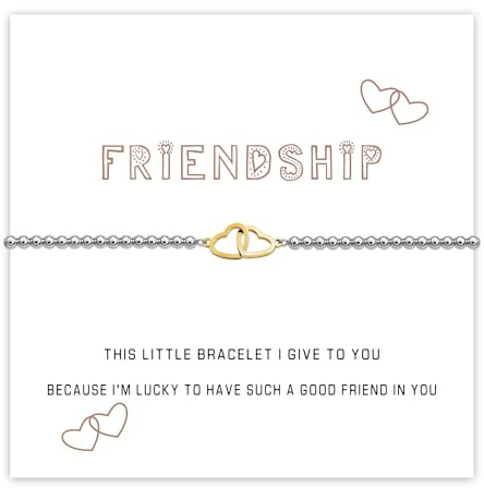 Marsquesa Friendship Bracelet Gifts for Women Girls, S925 Silver Beads Hearts Bracelet Best Friend Jewellery Birthday Christmas BBF Gifts for Teen Bestie
