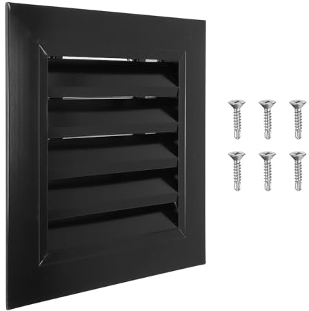 PATIKIL 10X10 Grondaia Di Ventilazione, 1PCS Griglia Di Aria A Lamelle Quadrata In Lega Di Alluminio Con Filtro In Acciaio Inossidabile Tetto Casa, Apertura Di Aspirazione 8X8, Nero