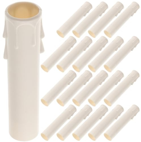 COLLBATH 24 pièces Lot de Manchons Teardrop pour Douilles de Bougie de Lustre Cache Bougies Hautes Øxmm Blanc Remplace et Décore Lustres et Candélabres Compatible Plupart des Ampoules