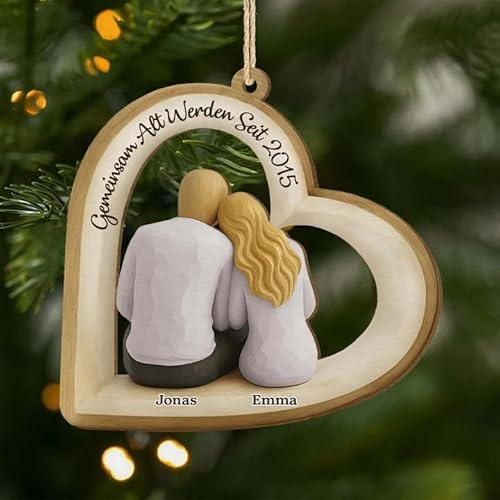 Geschenke Mall Personalisiertes Ornamente - Gemeinsam Alt Werden Seit - Personalisierte Weihnachtssgeschenke, Weihnachtsanhänger für Paare, Deko Weihnachtsbaum (Modell #7)