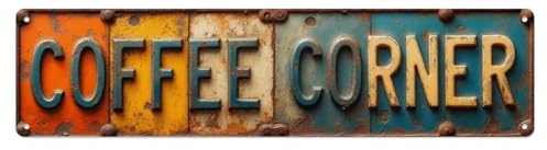 COFFEE CORNER - Tin Sign Vintage Metal Sign Retro Home Bar Wall Art Decor Metal Poster 4x16 Inch